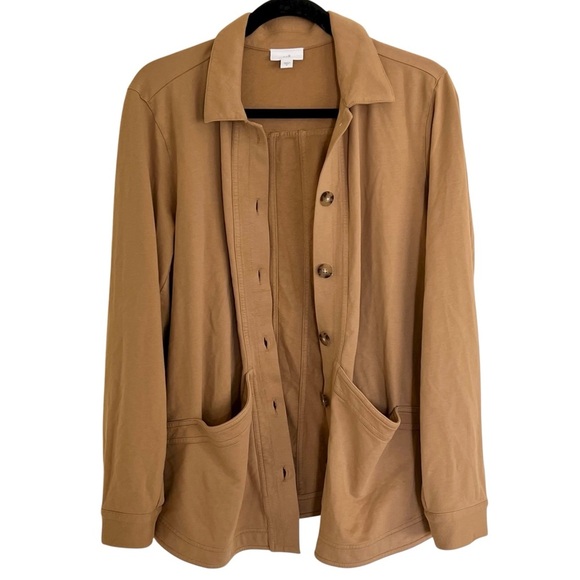 J Jill Tan Knit Modern Barn Jacket Medium - Picture 7 of 12